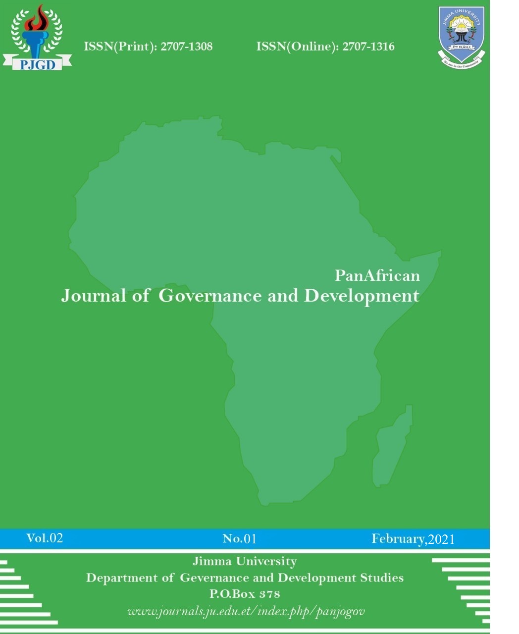PanAfrican Journal of Governance and Development (PJGD) - Cover Page